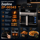 Аэрогриль мультипечь Zepline ZP-00343 13 л 4200 Вт с двумя нагревательными элементами, сенсорным управлением, 12 программами, циркуляцией горячего воздуха 360°, функциями гриля, дегидратора, размораживания, разогрева, жарки без масла - изображение 3