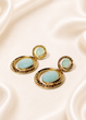 Сережки Acqua Oro з м’ятно-аквамариновими кабошонами золотисті di classe 7-2032 - One size - золотистий - изображение 2