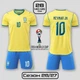 Футбольная форма Неймар (Neymar Jr) №10 Бразилия 26/27 детская и подростковая 26 (140-145см) домашняя жолто-синяя - изображение 1