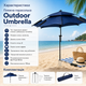 Пляжный зонт Outdoor Umbrella 2,4 м с наклонным механизмом, треногой с колышками, чехлом для переноски, защитой от солнца и ветра - изображение 3