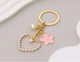 Металлический брелок для ключей и сумки, Брелок Pearl Heart Flower с жемчужным сердцем и цветком - изображение 3