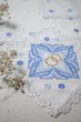 Серветка для обручальних кілець синя вишивка - зображення 2