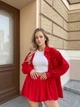 Костюм женский двойка юбка-шорты баллон+рубашка красного цвета 38936 44/46 - изображение 2