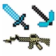 Набор оружия Minectaft (Алмазный Меч + Алмазная Кирка + Автомат Майнкрафт Золотой) (9999025) - изображение 1