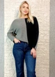 Джемпер з шерсті та кашеміру летюча миша чорний з сірим Cashmere blend 28-2128 - сірий - M-XL - изображение 4