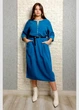 Сукня з мікровельвету з поясом бірюзова New Collection 22-831 - бірюзовий - L-XXL - изображение 6