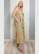 Літня лляна сукня максі А-силуету бежева New Collection 29-1201 - бежевий - M-XL - изображение 3