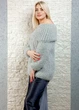 Светр фактурної в'язки з широкою горловиною сірий Italy Moda 22-028 - сірий - M-XL - изображение 4