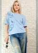 Футболка бавовняна з батистовим воланом блакитна Gioya 17-023 - L-XL - блакитний - зображення 1