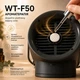 Мини-кондиционер WT-F50 – портативный вентилятор, охладитель и увлажнитель воздуха с двойным распылением, автоповоротом, LED-подсветкой, 3 скорости, аккумулятор 4000 мА·ч, USB, резервуар 350 мл, черный - изображение 4