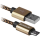 Дата кабель USB 2.0 AM to Micro 5P 1.0m USB08-03T gold Defender (87800) - зображення 1