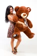 Плюшевий ведмедик з шарфиком Teddy Boom Клітина 130 см шоколадний - зображення 2