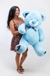 Плюшевый мишка с шарфом Teddy Boom Клетка 130 см голубой - изображение 2