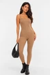 Костюм женский однотонный коричневого цвета Fashion размер 42-48 (217010) - изображение 4