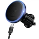 Автомобильный держатель с беспроводной зарядкой BOROFONE BH224 Flash magnetic wireless fast charging car holder в дефлектор 15W и LED-подсветкой Черный - изображение 1