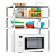 Полка-органайзер для микроволновой печи Multifunctional Storage Rack телескопическая кухонная полка над микроволновой печью металлический стеллаж для кухни с крючками - изображение 4