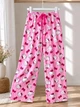 Пижамные штаны женские Hello Kitty розовые домашние штаны для сна и отдыха легкие свободные на резинке со шнурком мягкие летние пижамные брюки домашняя одежда для женщин и девушек штаны для дома подарок хеллоу киттиM (kit 01) - изображение 3