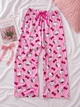 Пижамные штаны женские Hello Kitty розовые домашние штаны для сна и отдыха легкие свободные на резинке со шнурком мягкие летние пижамные брюки домашняя одежда для женщин и девушек штаны для дома подарок хеллоу киттиM (kit 01) - изображение 4