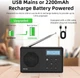 Портативное DAB/DAB+ FM радио WOVTE с Bluetooth, аккумулятором 2200 мАч, будильником и таймером - изображение 6
