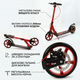 Самокат двухколесный складной с колесами 200мм и дисковым тормозом Scooter Prime 1364 Red-Black - изображение 8