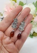 Ошатні довгі сережки Квіти орхідеї натуральний помаранчевий агат вени - зображення 10