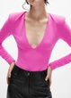 Боди с длинными рукавами ярко-розового цвета ZARA с V-образным вырезом XS - изображение 2