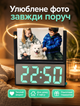 Настільний дзеркальний світлодіодний годинник для дому з фоторамкою 15х10 см та USB живленням з автоматичною зміною яскравості та термометром - зображення 6