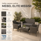 Комплект садових меблів MEBEL ELITE MISSISII зі штучного ротанга, набір для тераси, саду, балкона, альтанки та зони біля басейну, зі скляним столом, диваном, кріслами й водонепроникними подушками, сірий - зображення 2