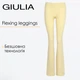 Женские бесшовные леггинсы клеш с заниженной посадкой Giulia FLEXING LEGGINGS JIVE XXS/XS Yellow-lemon grass, спортивные лосины клеш, из микрофибры - изображение 1
