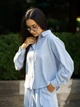 Рубашка женская летняя льняная Tencel Linen Голубая XL - изображение 7