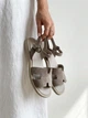 Женские босоножки PARADIZE SHOES темно-бежевого цвета из натуральной замши на низкой бежевой подошве 37 размер (стелька 23,5 см) - изображение 2