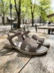 Женские босоножки PARADIZE SHOES темно-бежевого цвета из натуральной замши на низкой бежевой подошве 37 размер (стелька 23,5 см) - изображение 3
