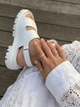Женские босоножки PARADIZE SHOES белого цвета из натуральной кожи с широкими ремешками на липучках 40 размер (стелька 25,4 см) - изображение 3