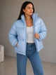 Куртка женская Lady Yep 10015 короткая глянцевая пуффер 42 голубая - изображение 7