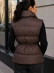 Жилетка жіноча Lady Yep 30511 утеплена кімоно на запах з поясом 44 темно-коричнева - зображення 3