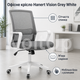 Офисное кресло Hanert Vision Grey/White серо-белое с мягким сиденьем, изогнутой спинкой, подлокотниками, регулировкой высоты - изображение 1