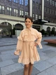 Детское праздничное платье для девочки подростковое нарядное шифоновое с рюшами на выпускной день рождения праздник IRmAS 1380 рост размер 146 бежевое - изображение 14