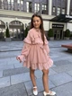 Детское праздничное платье для девочки подростковое нарядное шифоновое с рюшами на выпускной день рождения праздник IRmAS 1382 рост размер 158 мокко - изображение 7
