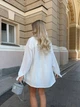 Легкий літній костюм жатка сорочка оверсайз та шорти-спідниця, білий, 44-46 (0449SH) - зображення 5