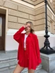 Легкий літній костюм жатка сорочка оверсайз та шорти-спідниця, червоний, 44-46 (0449SH) - изображение 3