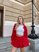 Легкий літній костюм жатка сорочка оверсайз та шорти-спідниця, червоний, 44-46 (0449SH) - изображение 6