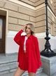 Легкий літній костюм жатка сорочка оверсайз та шорти-спідниця, червоний, 44-46 (0449SH) - изображение 9