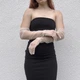 Довгі фатинові рукавички прозорі s/m/l бежевий (30r001) - изображение 5