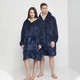 Толстовка плед с рукавами и капюшоном Huggle Hoodie оверсайз, теплый худи с большим карманом для рук Синий One size - изображение 3