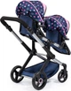 Wózek dla lalek bliźniaczy Bayer Niebieskie gwiazdki 81 cm Blue/Pink (4003336267167) - obraz 3