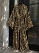 Костюм женский My fashion 1675 леопардовый кимоно с брюками палаццо one size коричневий - изображение 6