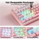 Бездротова ігрова механічна клавітура AULA F75 Pink, Dream Sakura switch, 75%, Hot-Swap, RGB, 2.4GHz/Bluetooth/USB - изображение 13
