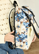 Стильный женский рюкзак городской Sambag RollTop с экокожи с цветочным принтом белый - изображение 4