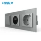 Сенсорный терморегулятор LIVOLO для теплого пола с USB Type-C серый стекло - изображение 1