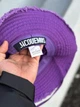 Панама Jacquemus фиолетового цвета на объем головы 54-58 см, повседневная панама с шейным шнурком цвет темная орхидея - изображение 4